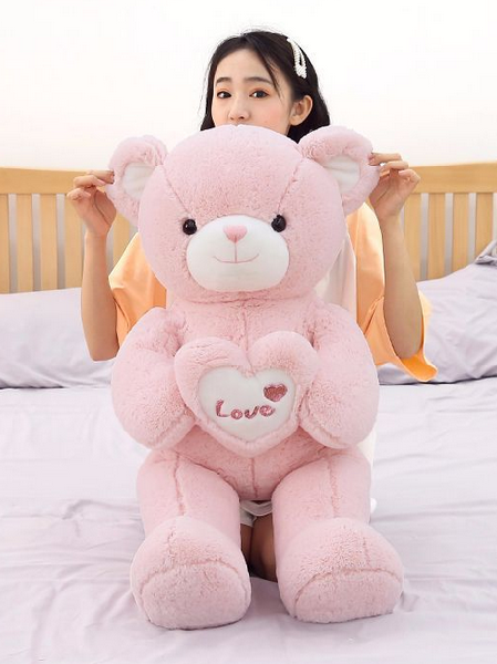 Jumbo Pink Teddy Bear with heart, Vancouver Online Candy and Stuffed Animal Shop